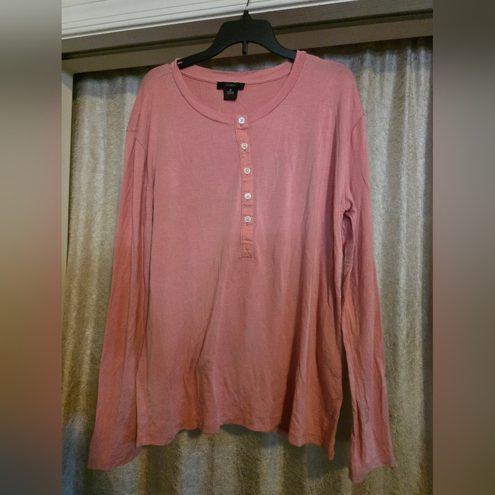 J. Crew Dusty Rose Long Sleeve Henley Shirt